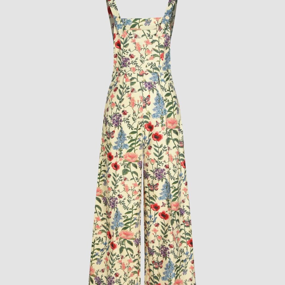 🆕➕️ CIDER Floral Lightweight Corduroy Button Wide Leg Jumpsuit CREAM 0XL $59